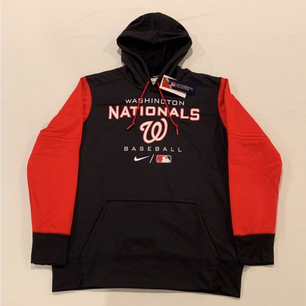 Washington Nationals Nike Therma Fit Authentic Performance Navy/Red Hoodie L&XL